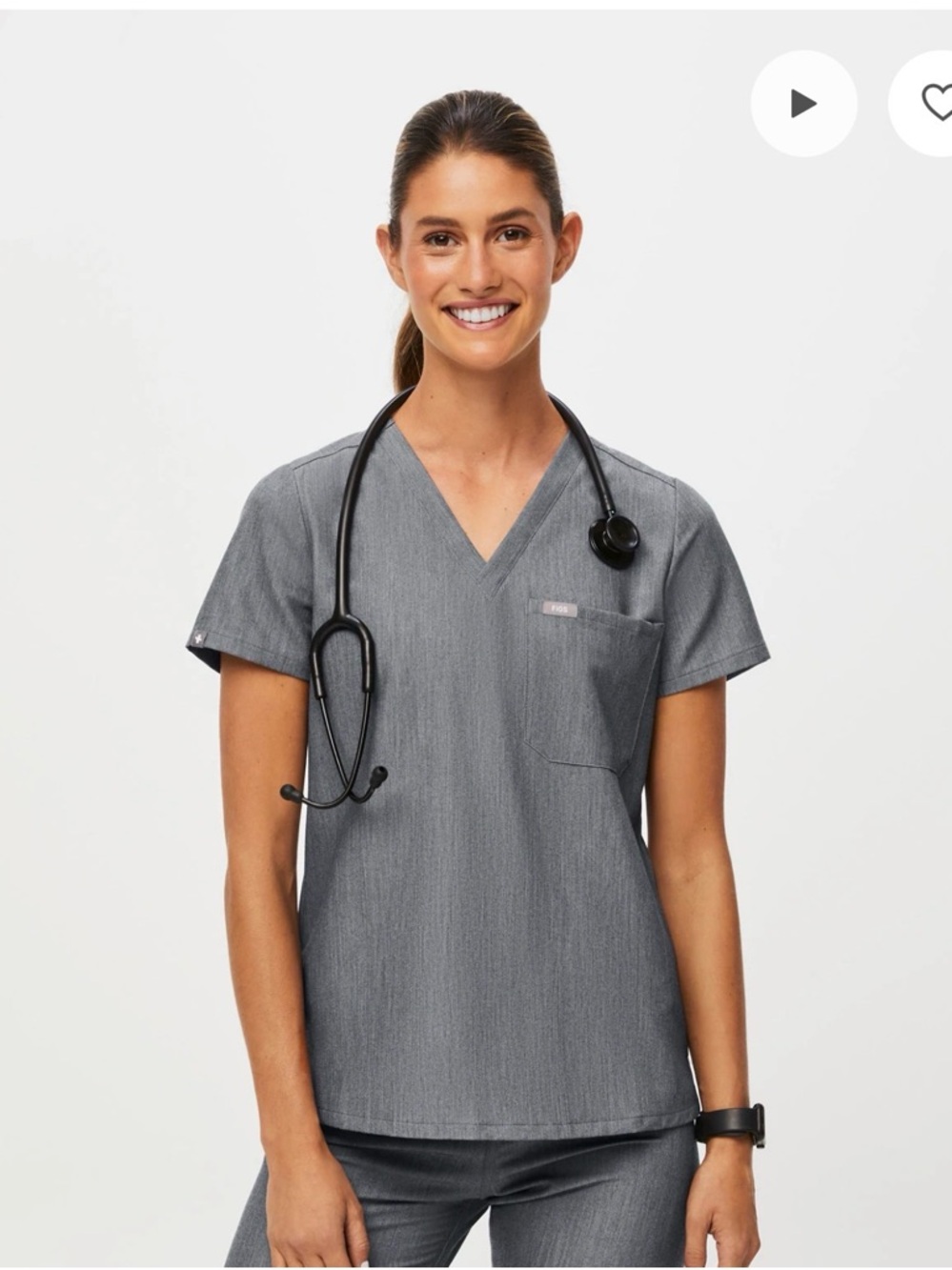 Figs Women’s V-Neck Tunic Top in Gray